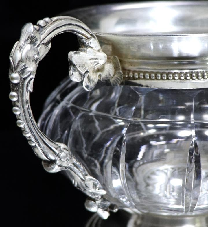 オールド・バカラ×クリストフル 合作 銀装飾色大型蓋物 激レア コラボ 小物入れ