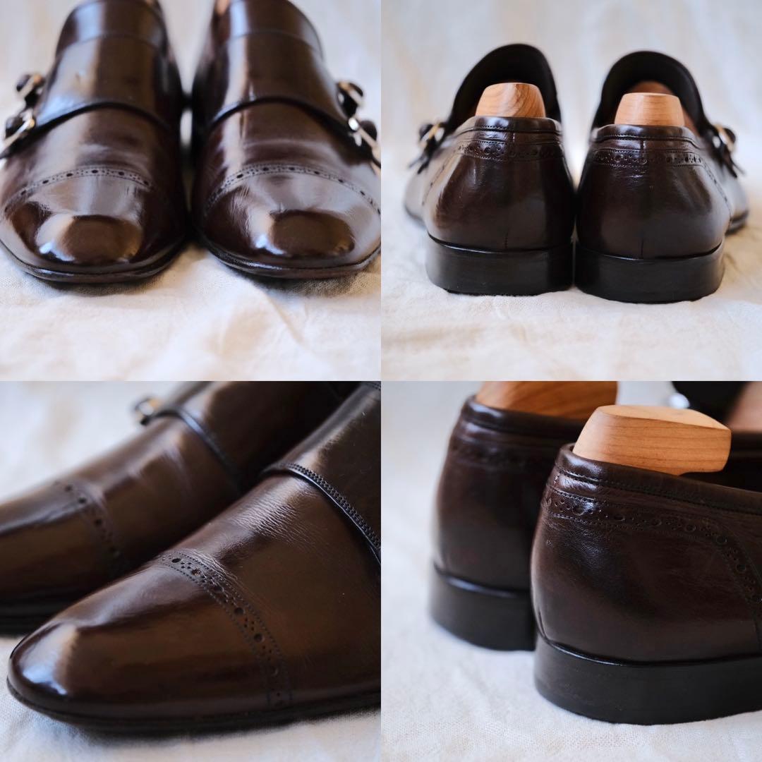 BALLYバリー パンチドキャップダブルモンクFIORIO茶85E