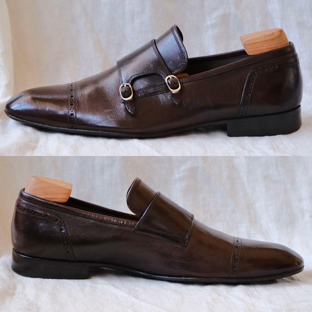 BALLYバリー パンチドキャップダブルモンクFIORIO茶85E