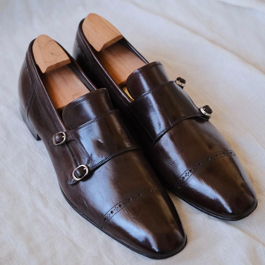 BALLYバリー パンチドキャップダブルモンクFIORIO茶85E