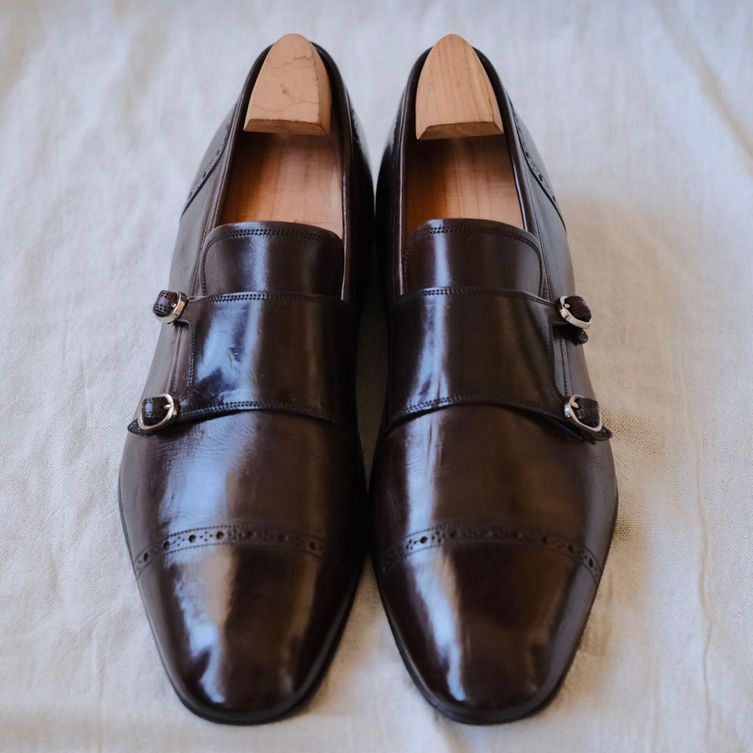 BALLYバリー パンチドキャップダブルモンクFIORIO茶85E