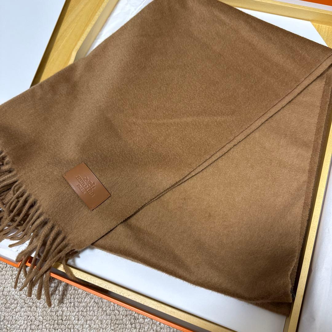 エルメス マフラー ビキューナ100% キャメル　専用箱付き