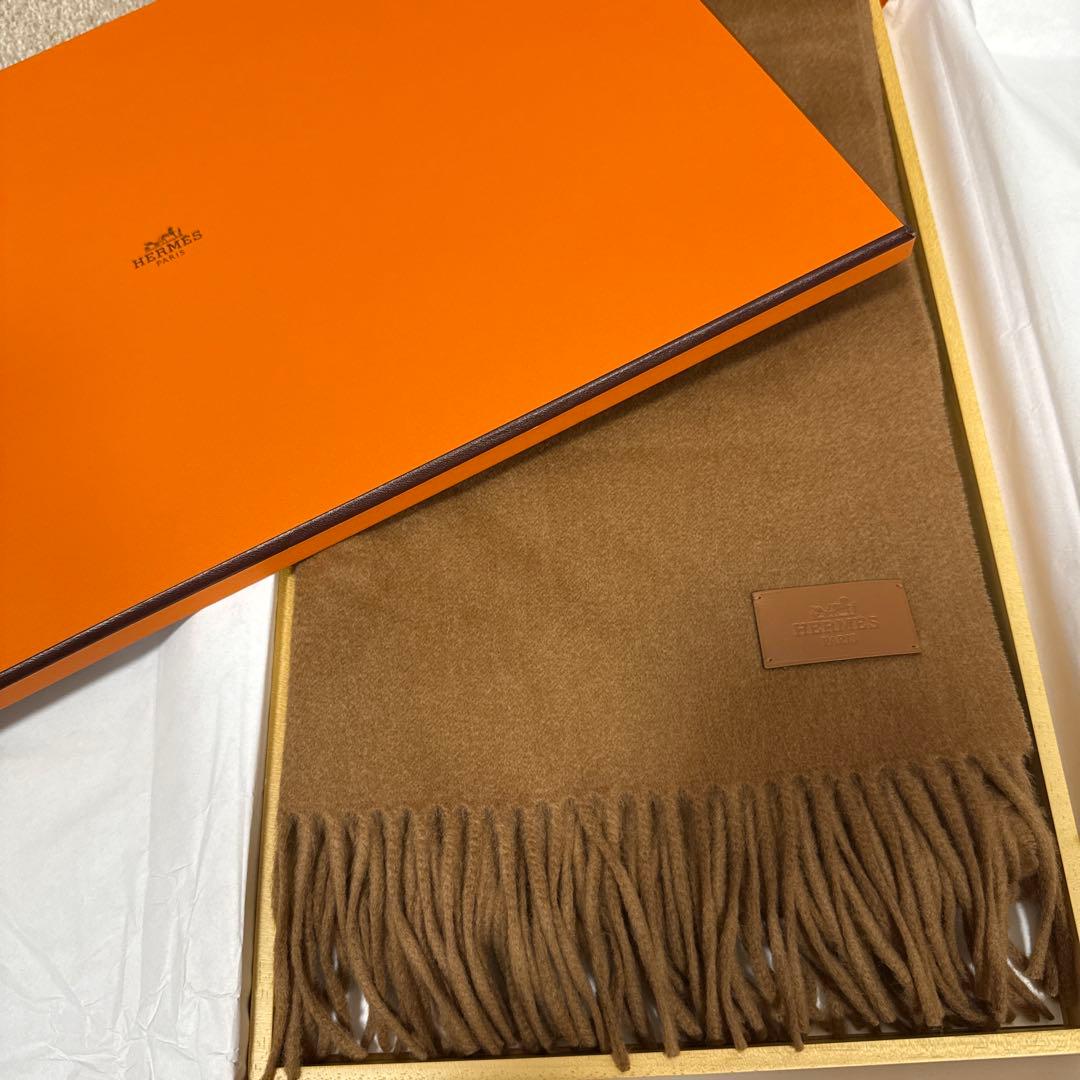エルメス マフラー ビキューナ100% キャメル　専用箱付き