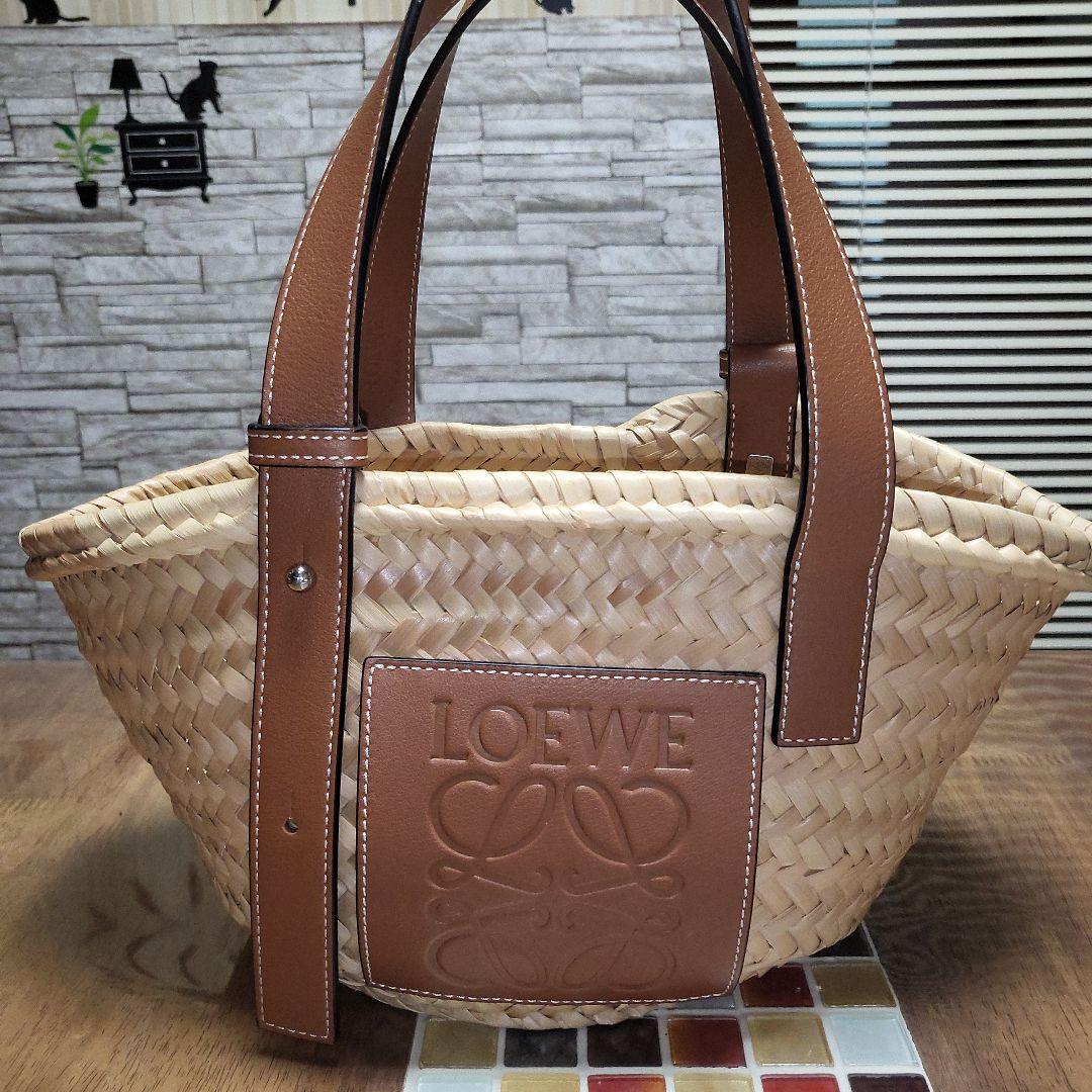 LOEWE かごバッグ ナチュラル/ブラウン　美品です✨