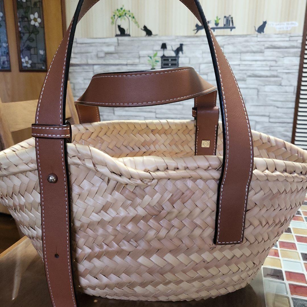 LOEWE かごバッグ ナチュラル/ブラウン　美品です✨