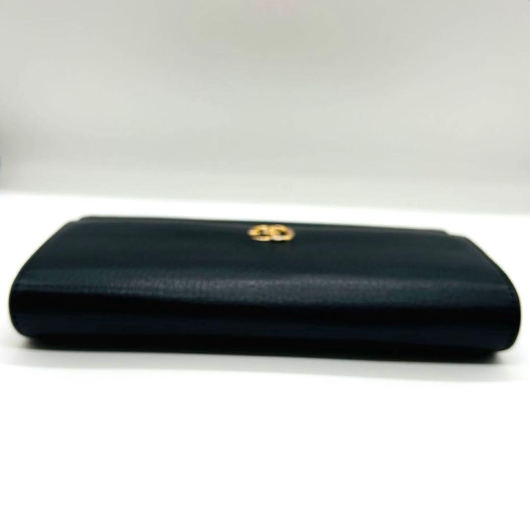 グッチ長財布GGマーモント　コンチネンタル　シボ革　レザー　ブラック黒