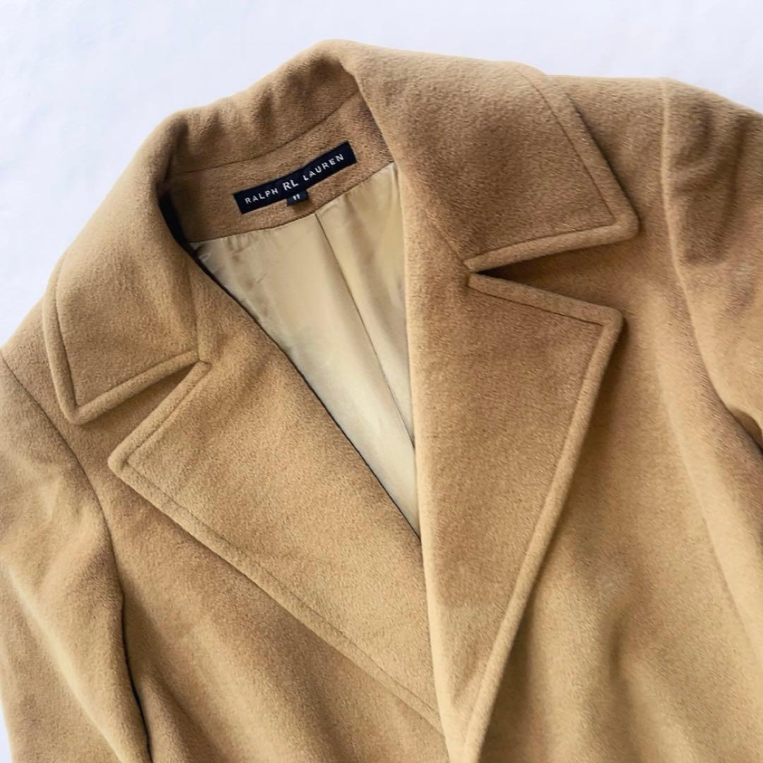 RALPH LAURENベルト付アンゴラウールロングコート 11号 キャメル