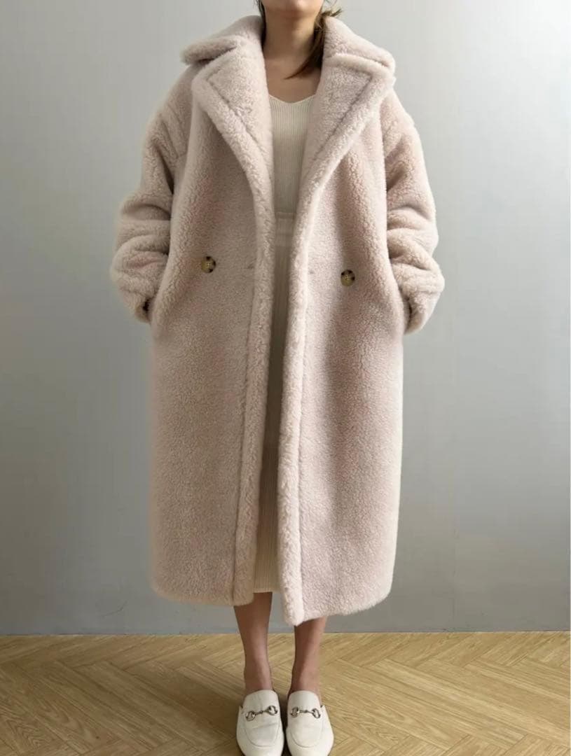 新品未使用 定番ベアロングコート テディコート ミルクティーベージュ