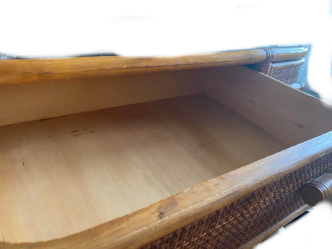 ラタン ドレッサー 大きな鏡付き