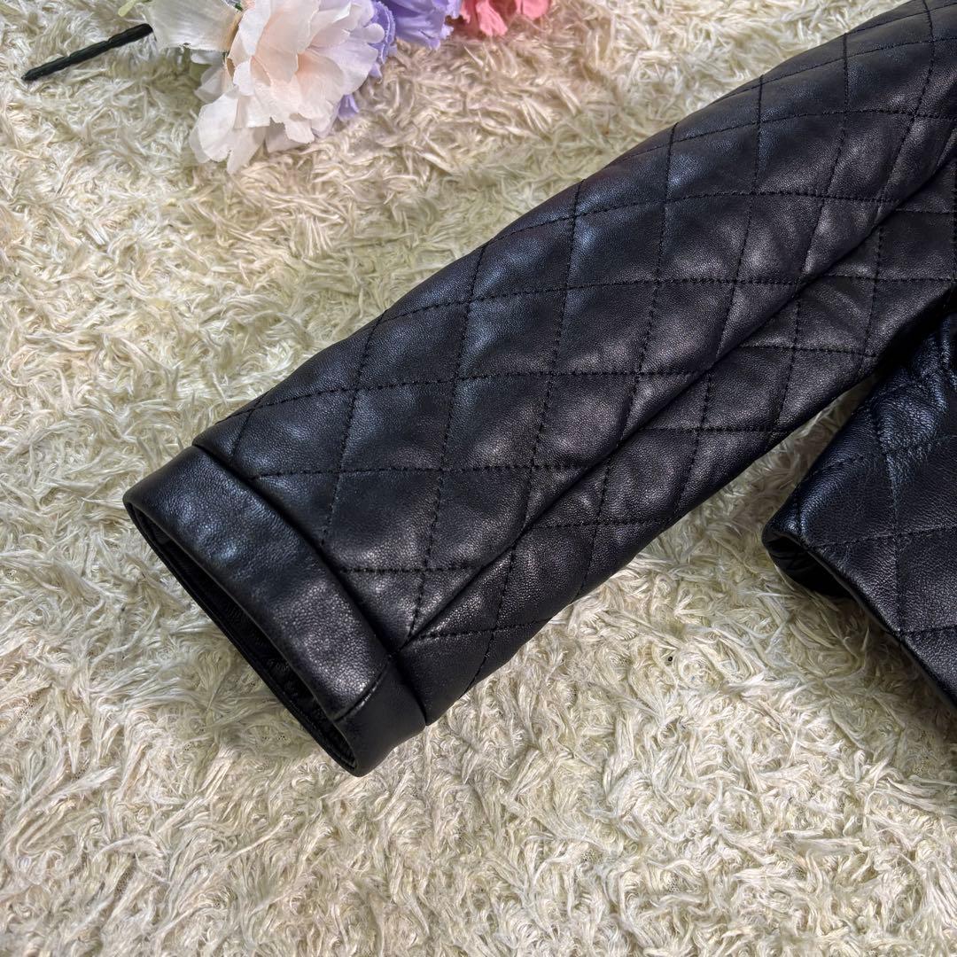 マッキントッシュ　ラムレザー　キルティング　ノーカラー　ジャケット　38