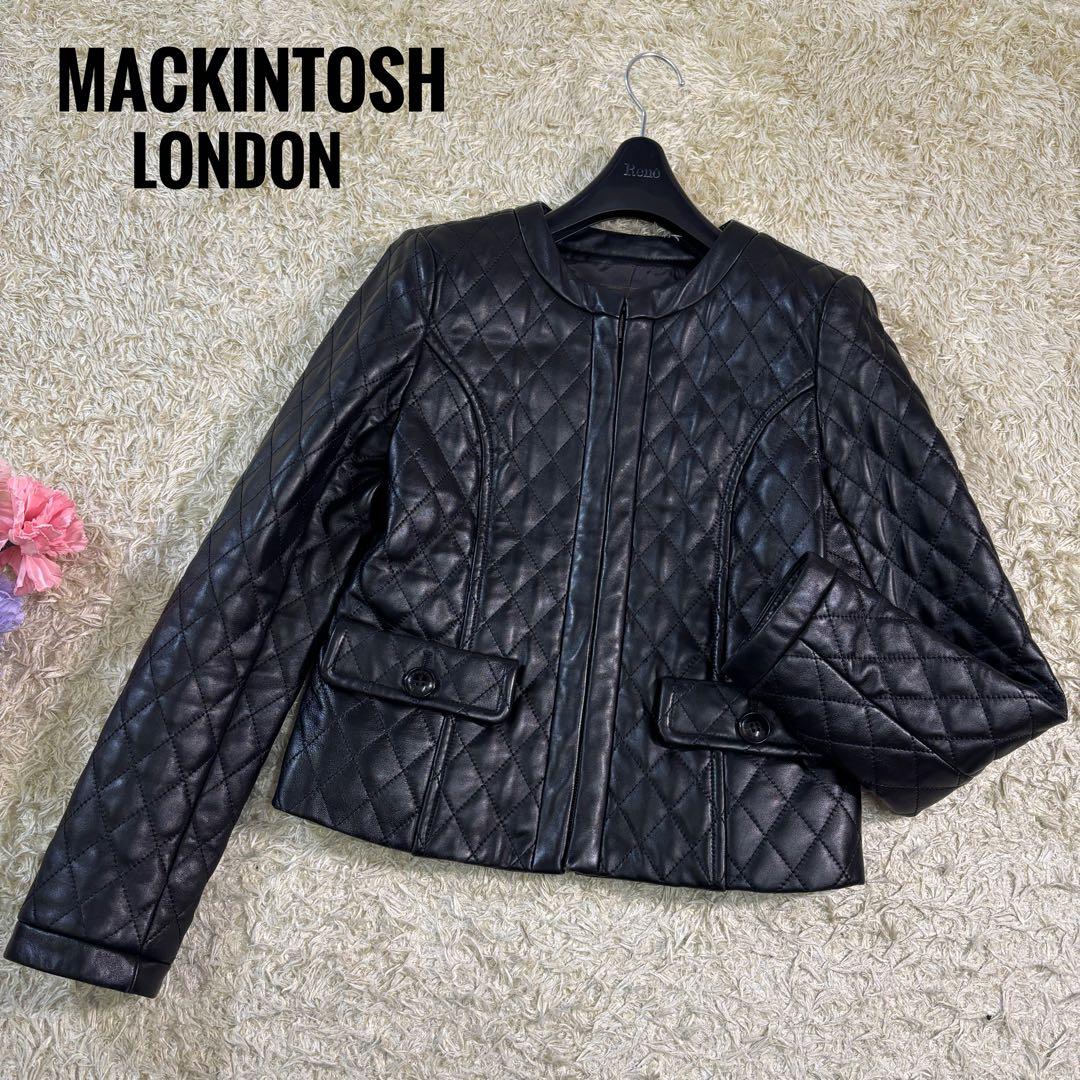 マッキントッシュ　ラムレザー　キルティング　ノーカラー　ジャケット　38