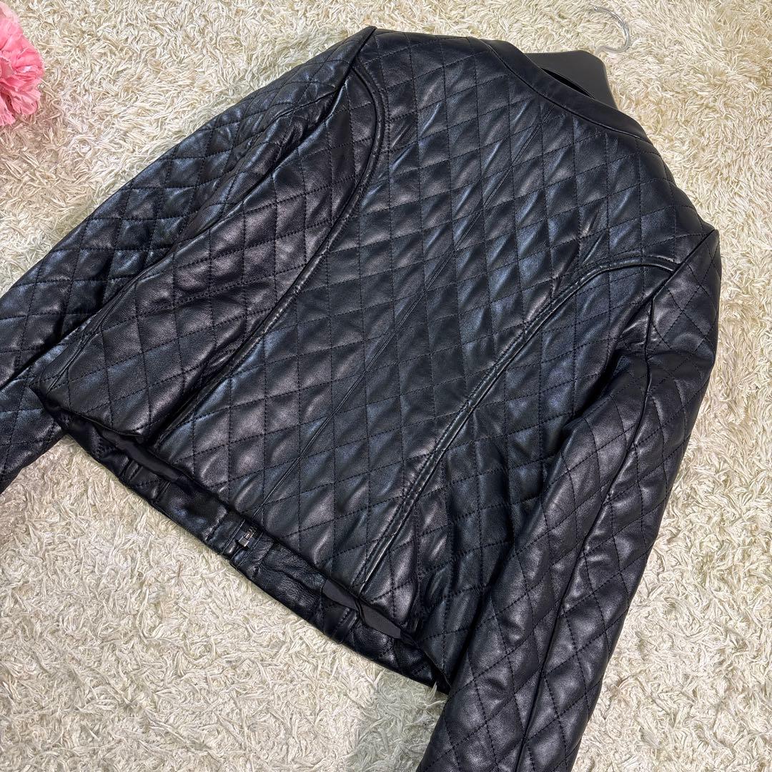 マッキントッシュ　ラムレザー　キルティング　ノーカラー　ジャケット　38