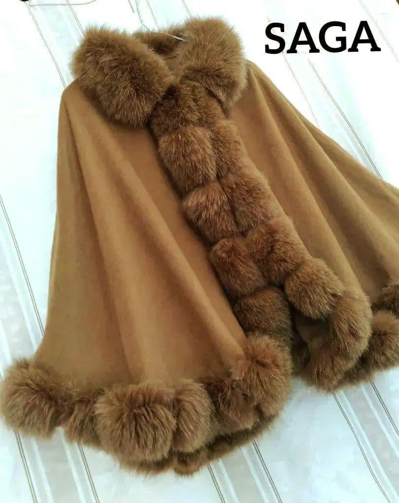 土日限定❣️底値【SAGA FURS】カシミヤ100% FOXファー ケープ