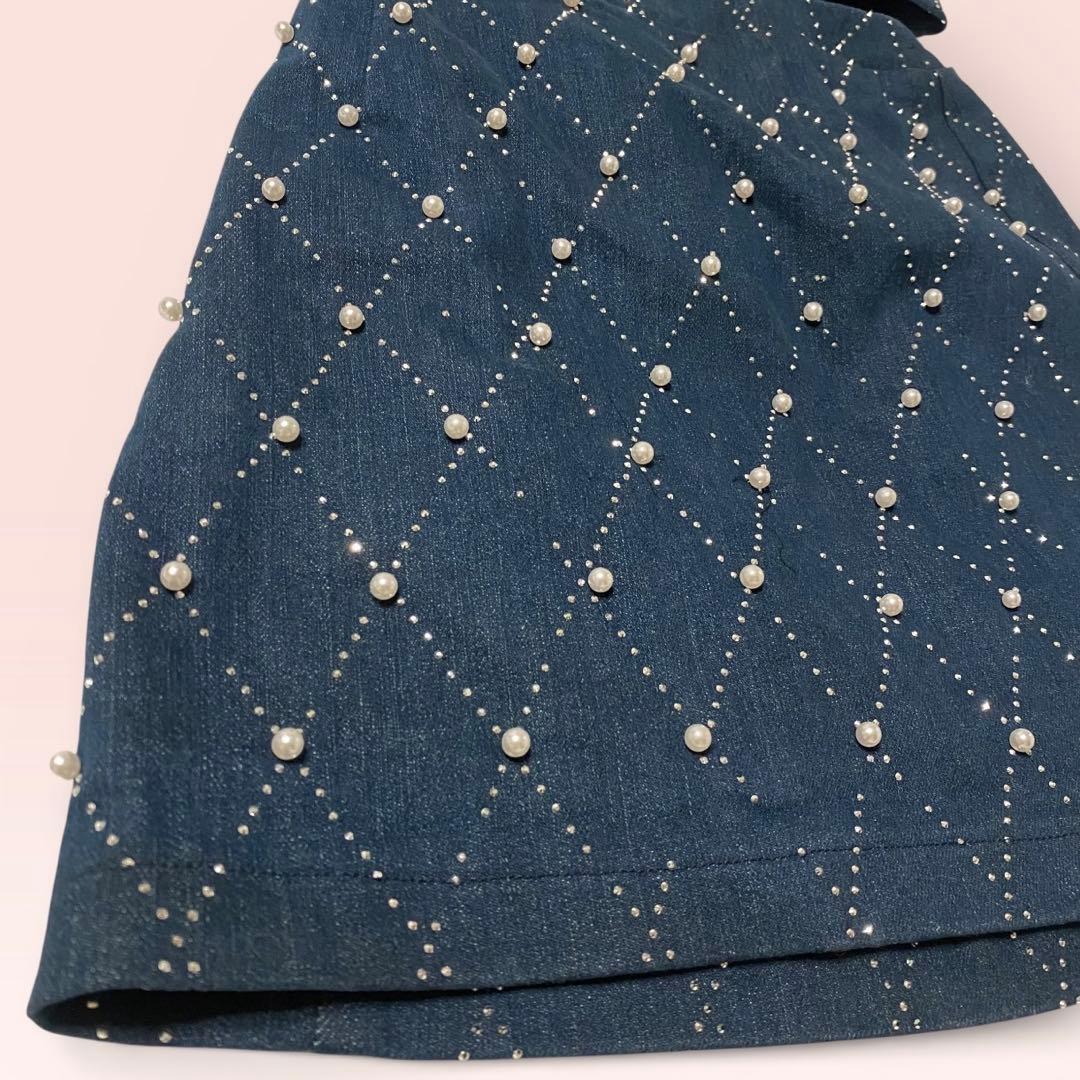 【JEWELS】キャバドレスS セットアップ ビジュー ネイビー ミニドレス