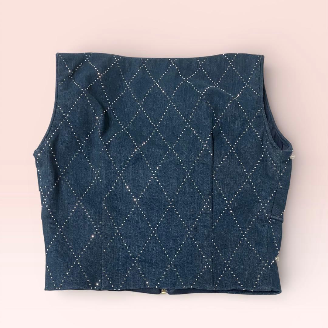 【JEWELS】キャバドレスS セットアップ ビジュー ネイビー ミニドレス