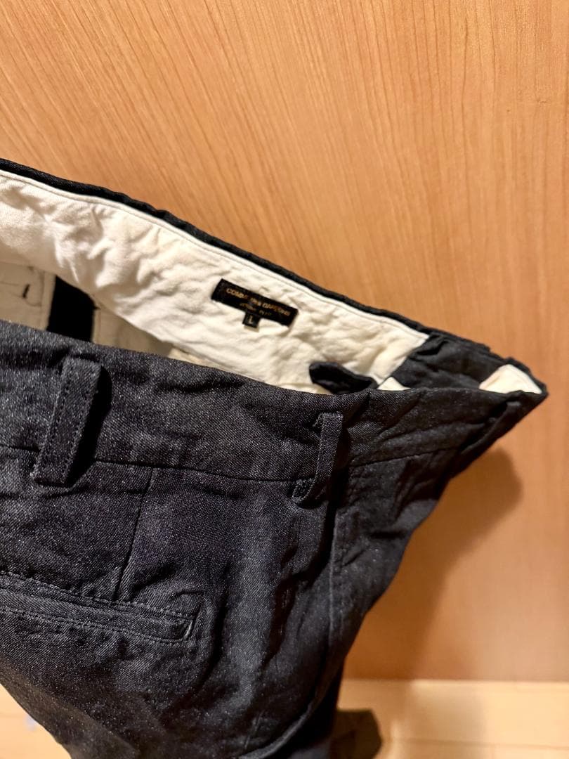 コムデギャルソンオムプリュス ポリ縮絨 スラックス パンツ 黒 L