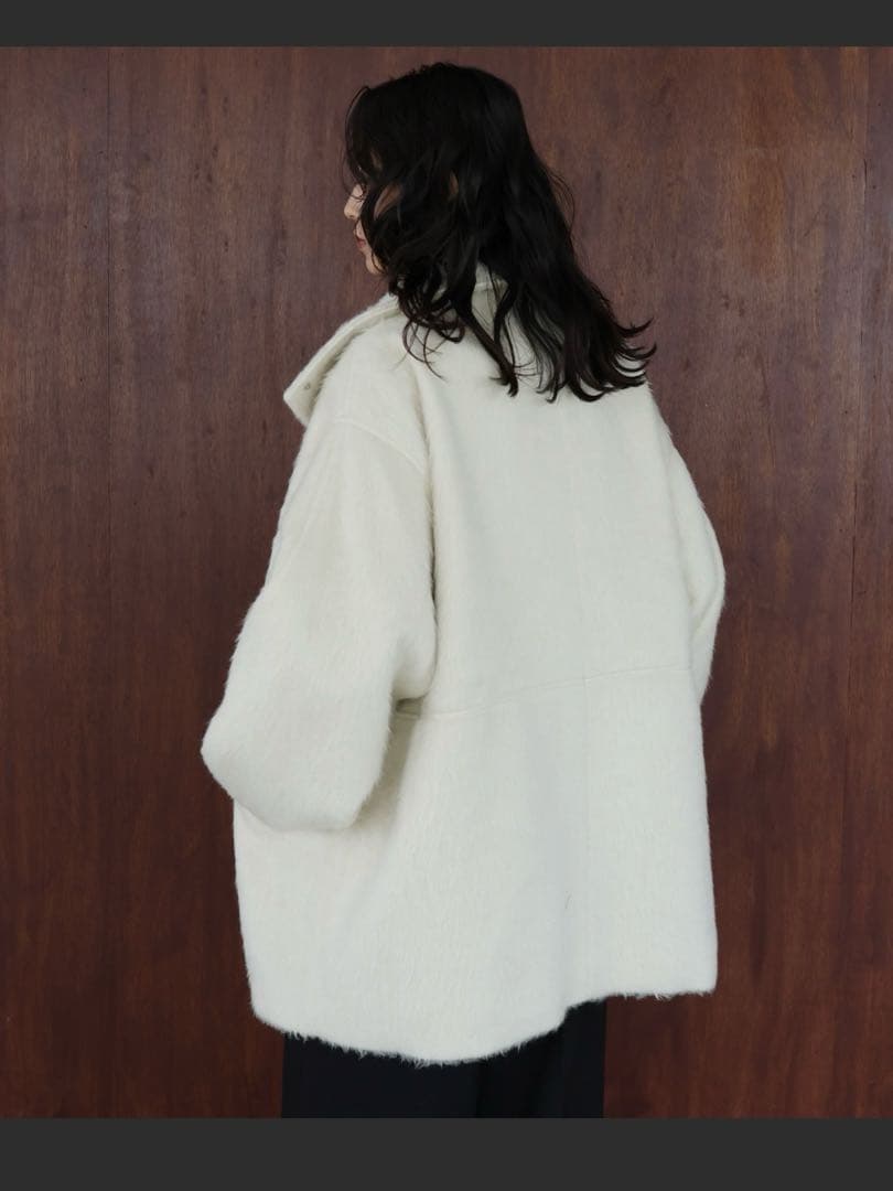 【新品タグ付き】【hellam】シャギースタンドカラーコート