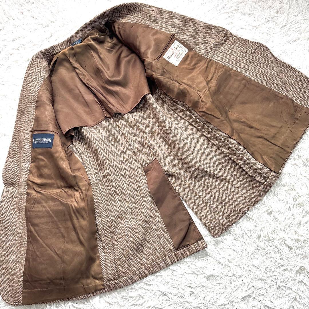 ✨美品✨ハリスツイード ヘリンボーン テーラードジャケット 胡桃ボタン ブラウン