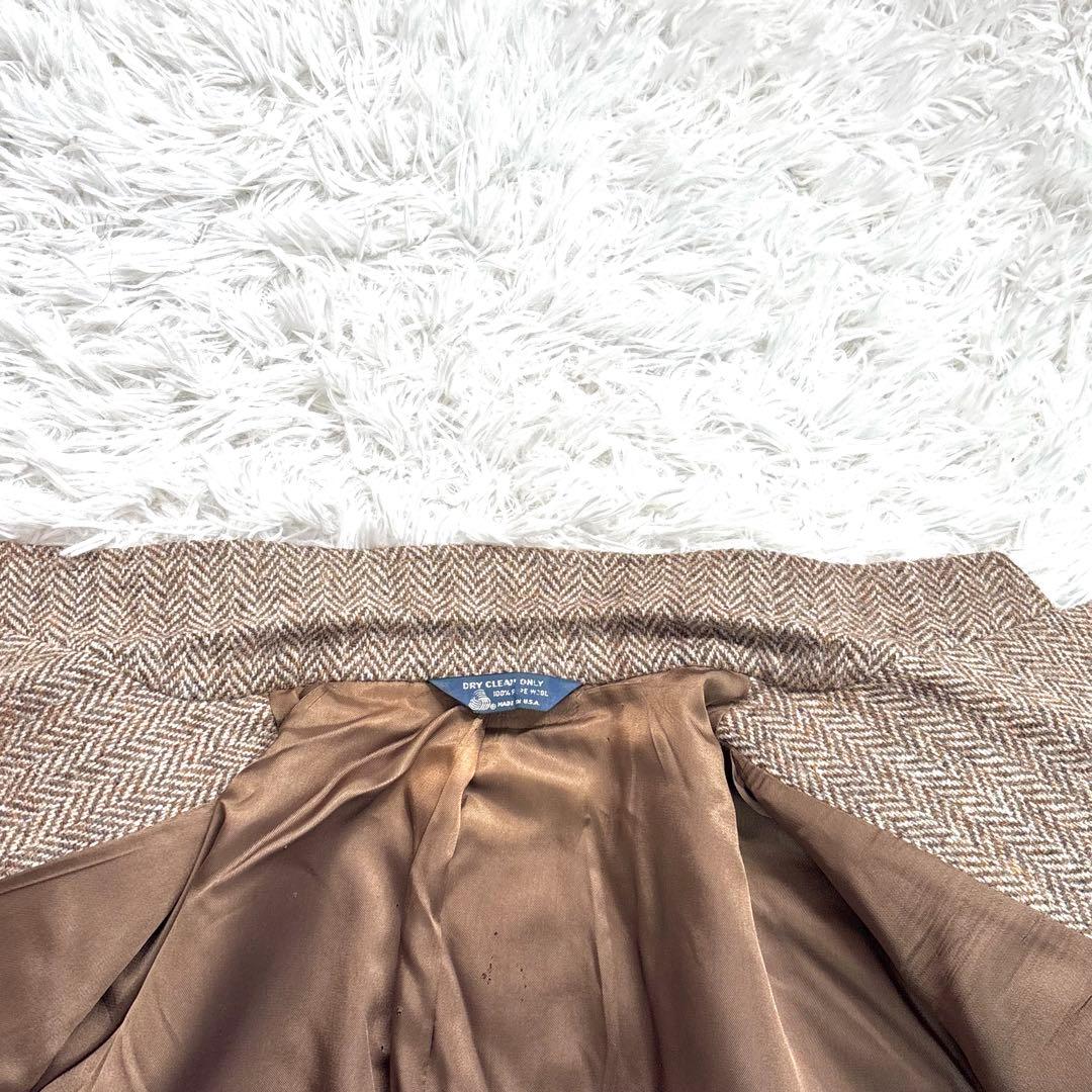 ✨美品✨ハリスツイード ヘリンボーン テーラードジャケット 胡桃ボタン ブラウン