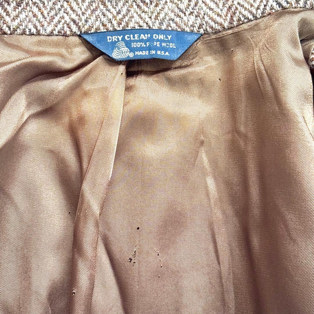 ✨美品✨ハリスツイード ヘリンボーン テーラードジャケット 胡桃ボタン ブラウン