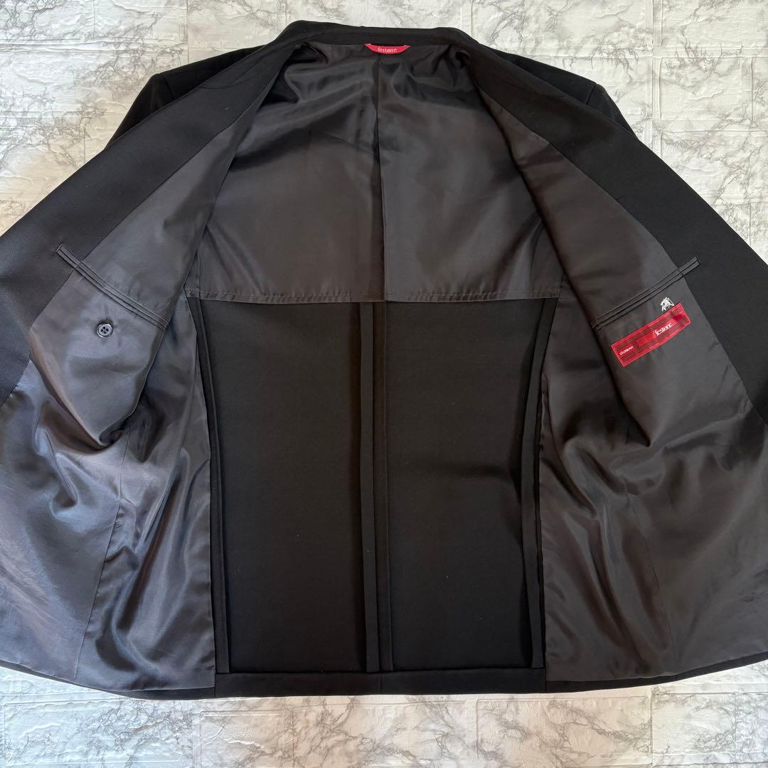 【美品】DURBAN festone ダブルスーツ 黒 ウール100%