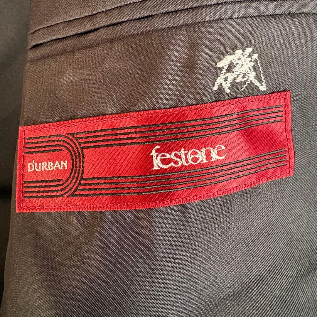【美品】DURBAN festone ダブルスーツ 黒 ウール100%