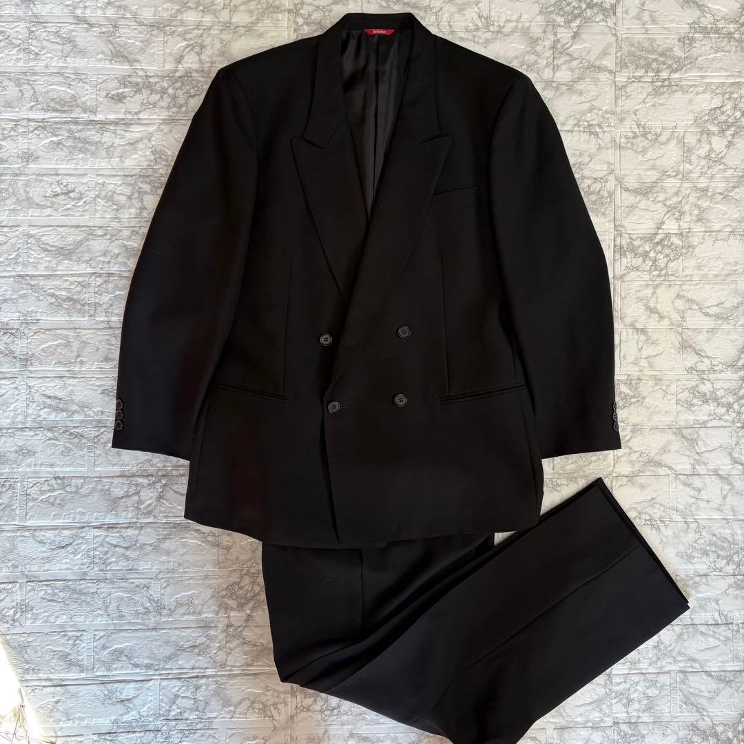 【美品】DURBAN festone ダブルスーツ 黒 ウール100%