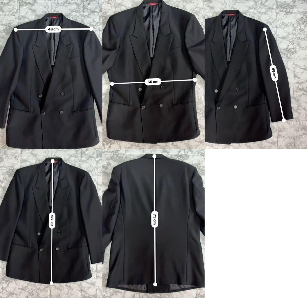 【美品】DURBAN festone ダブルスーツ 黒 ウール100%