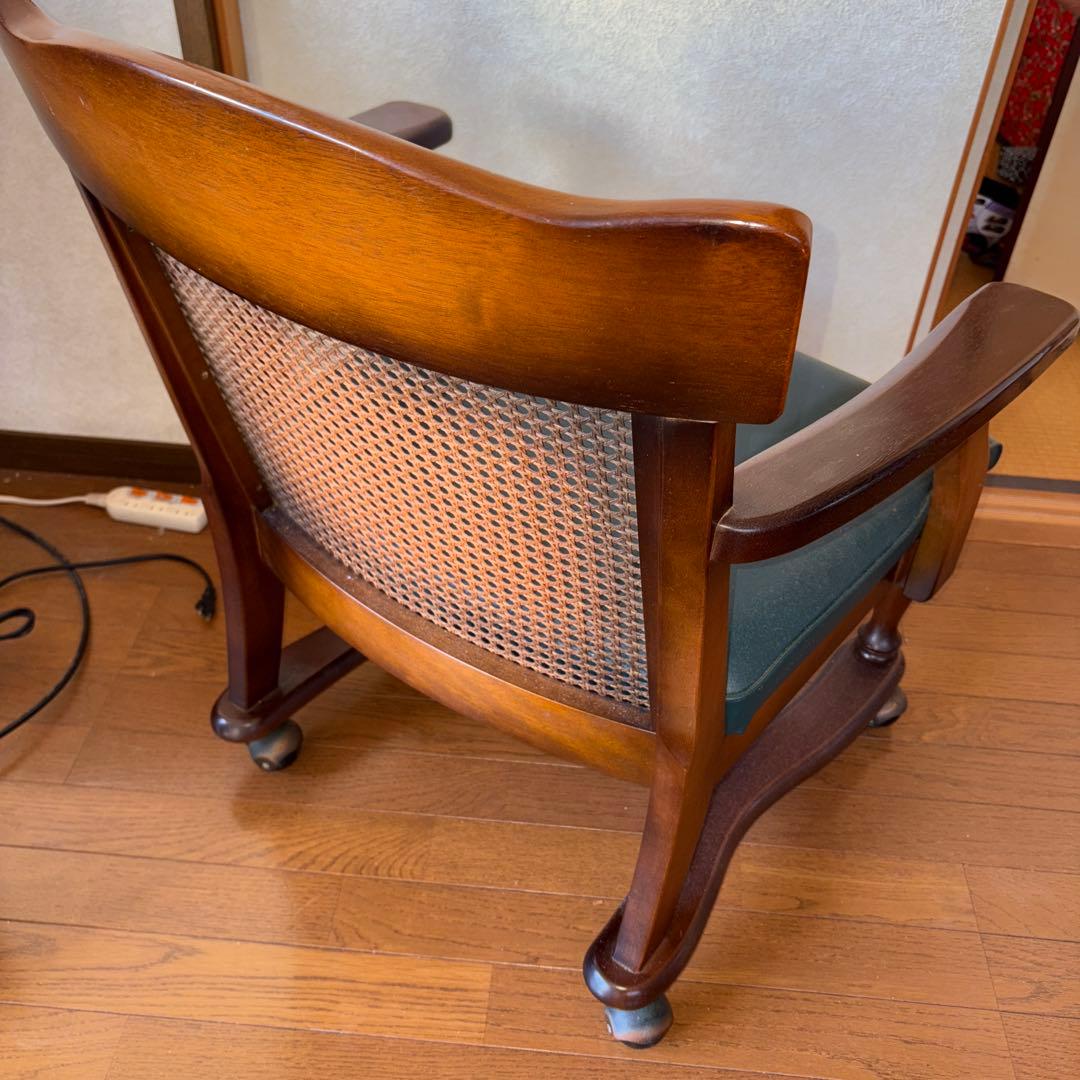 Y1128 ナガノインテリア 回転アームチェア キャスター付