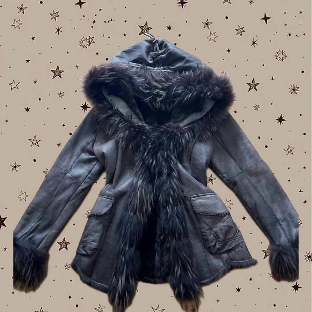 ファーコート 革 ブラウン