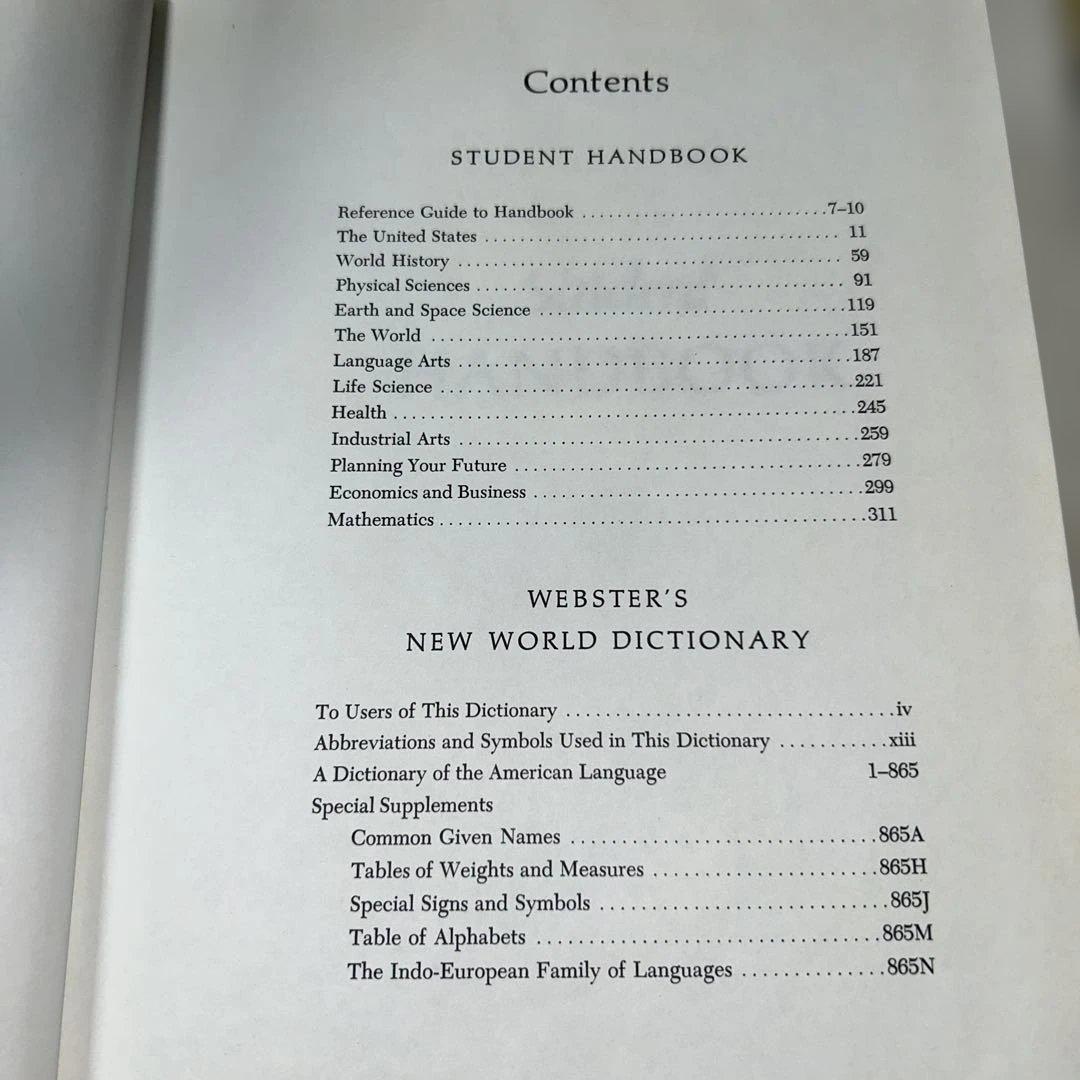 1974年ウェブスターズニューワールドディクショナリーwith学生ハンドブック