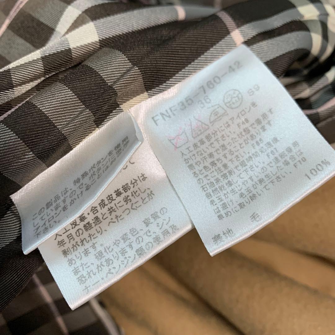 バーバリーブルーレーベル ノバチェック キャメル ダブルチェスターコート