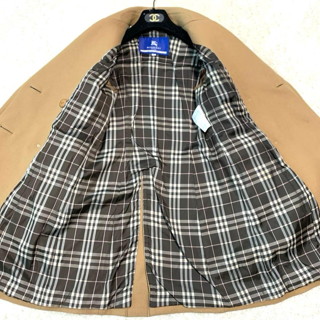 バーバリーブルーレーベル ノバチェック キャメル ダブルチェスターコート