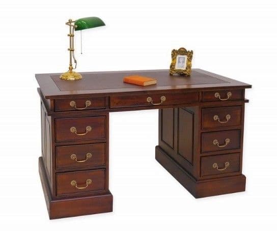 プレジデントデスク　セミソリッドレザー　アンティーク　高級　ダークブラウン　木製