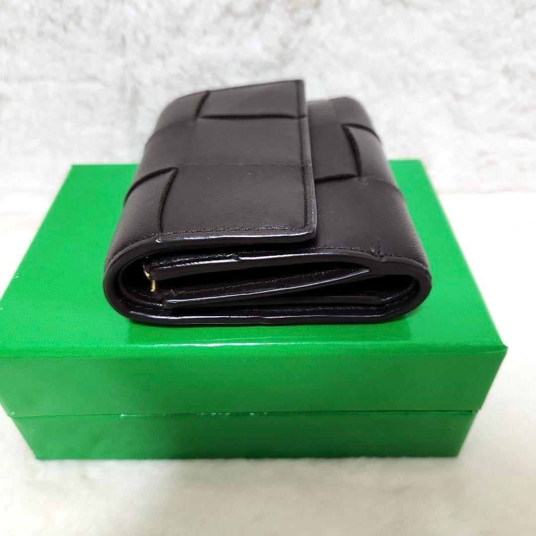 ✨未使用級　付属品完備✨ボッテガ　三つ折り　カセット　ダークブラウン　RFID