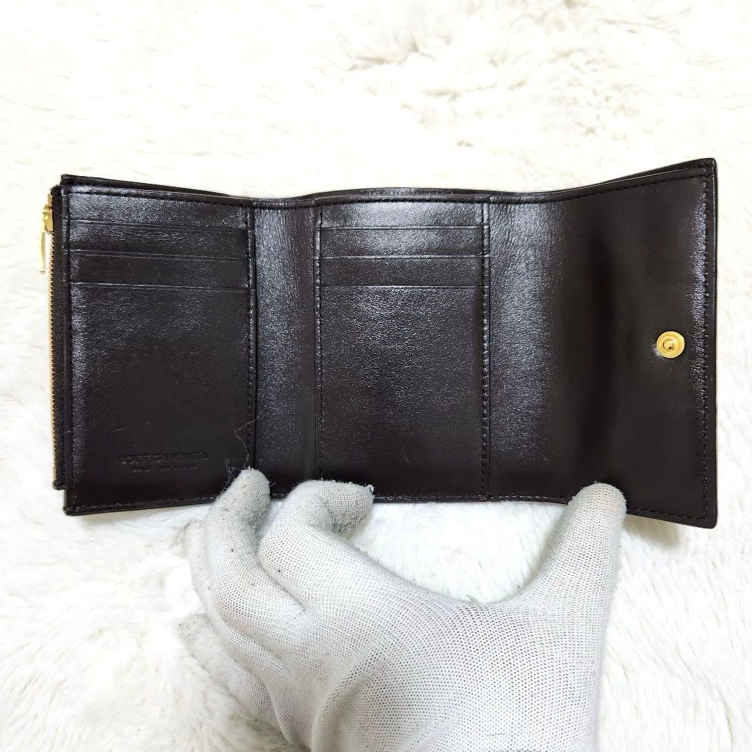 ✨未使用級　付属品完備✨ボッテガ　三つ折り　カセット　ダークブラウン　RFID