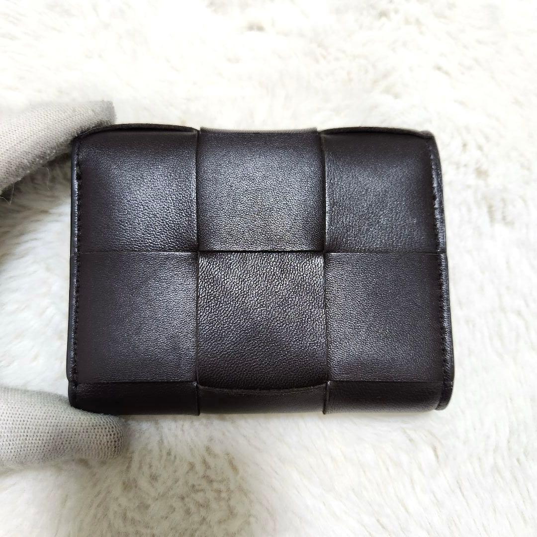 ✨未使用級　付属品完備✨ボッテガ　三つ折り　カセット　ダークブラウン　RFID