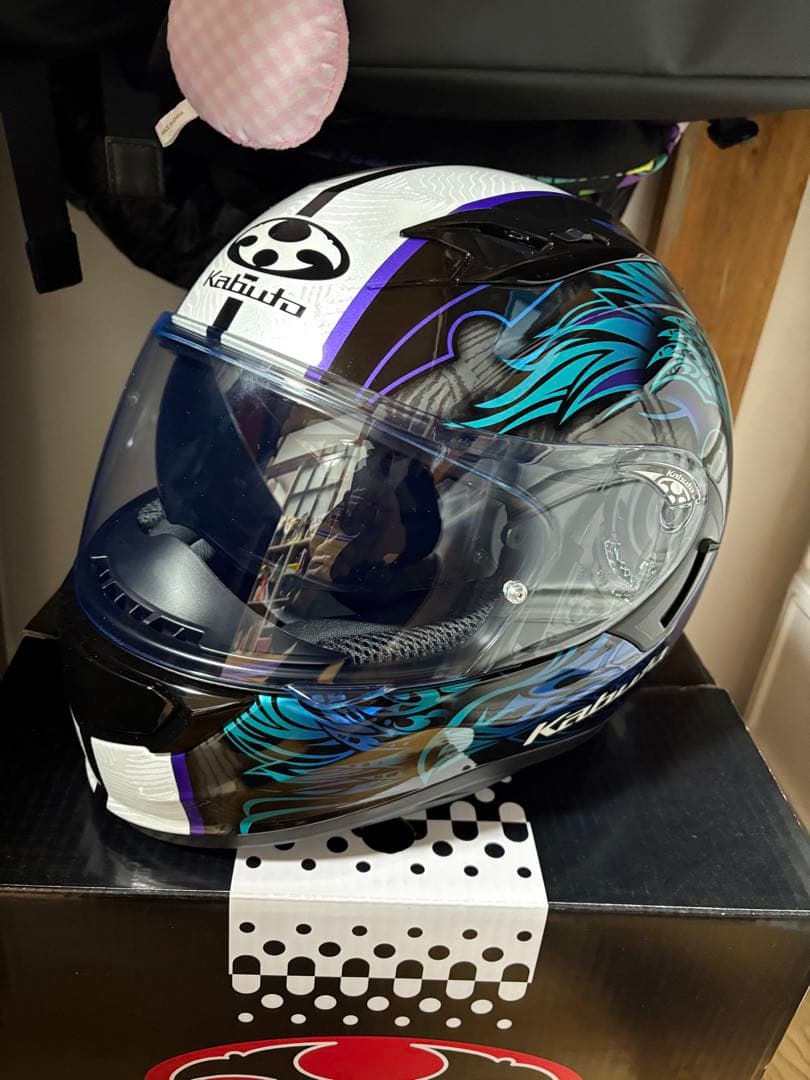 Kabuto フルフェイスヘルメット 青い羽デザイン