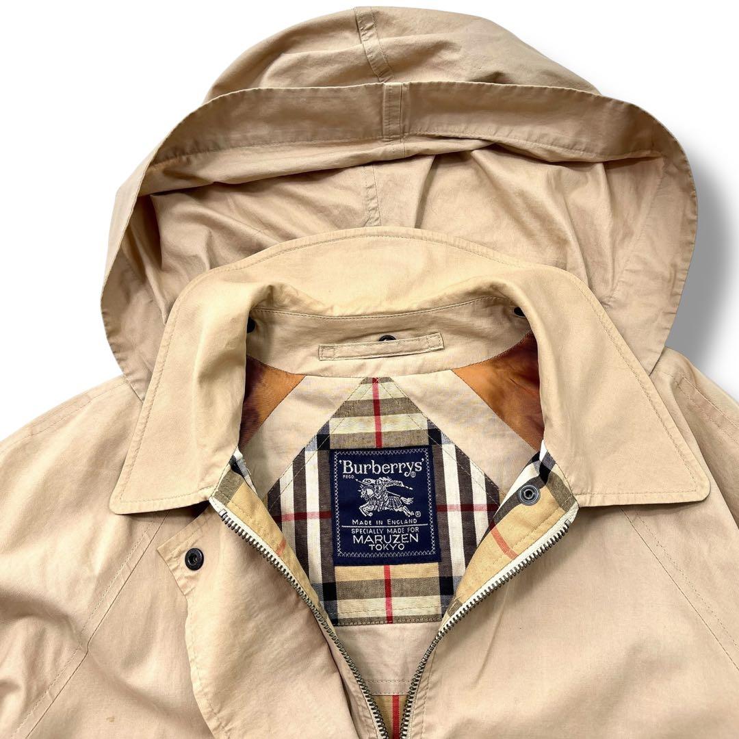 美品】バーバリー　モッズコート　トレンチ　ノバチェック　ロゴ　オーバー　英国製