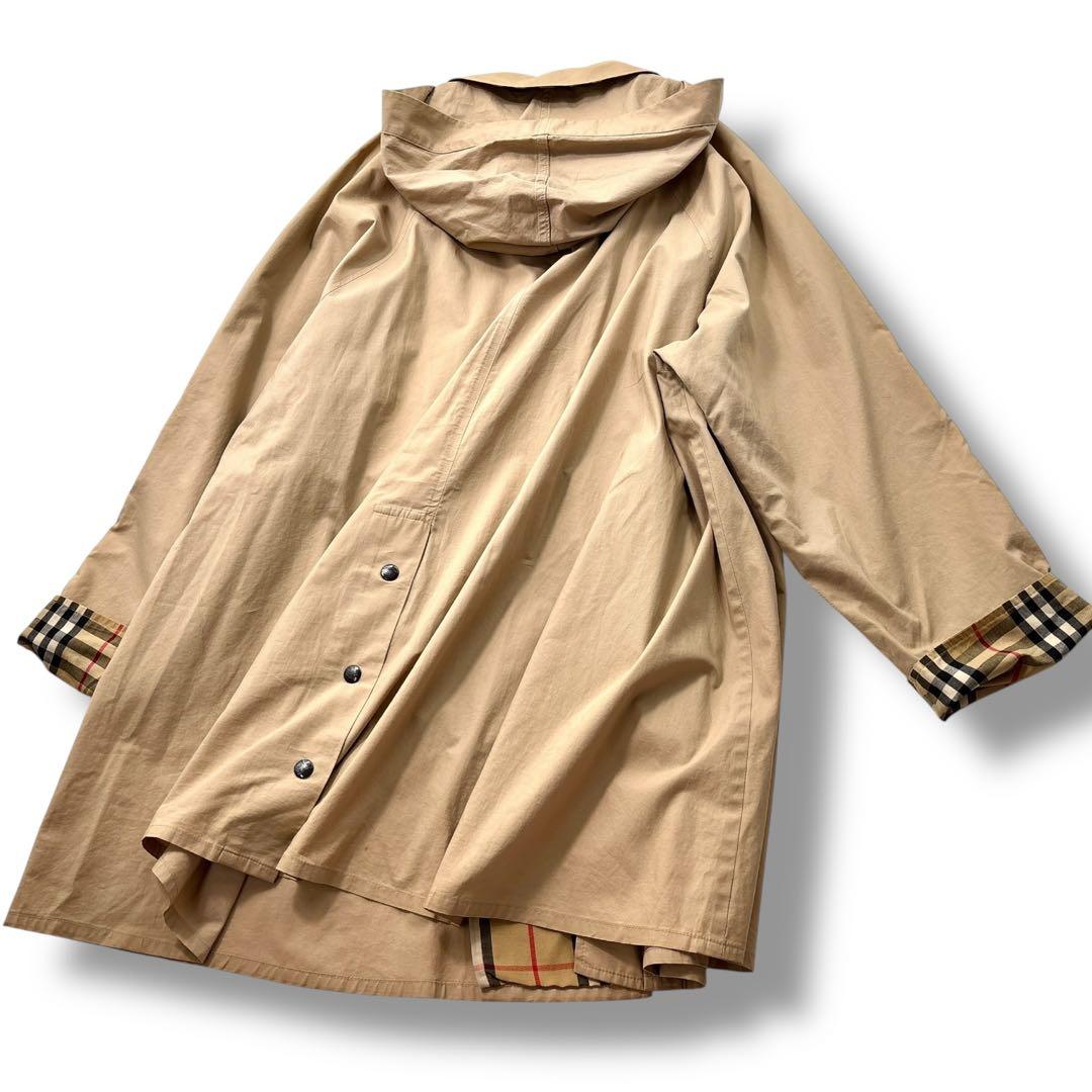 美品】バーバリー　モッズコート　トレンチ　ノバチェック　ロゴ　オーバー　英国製