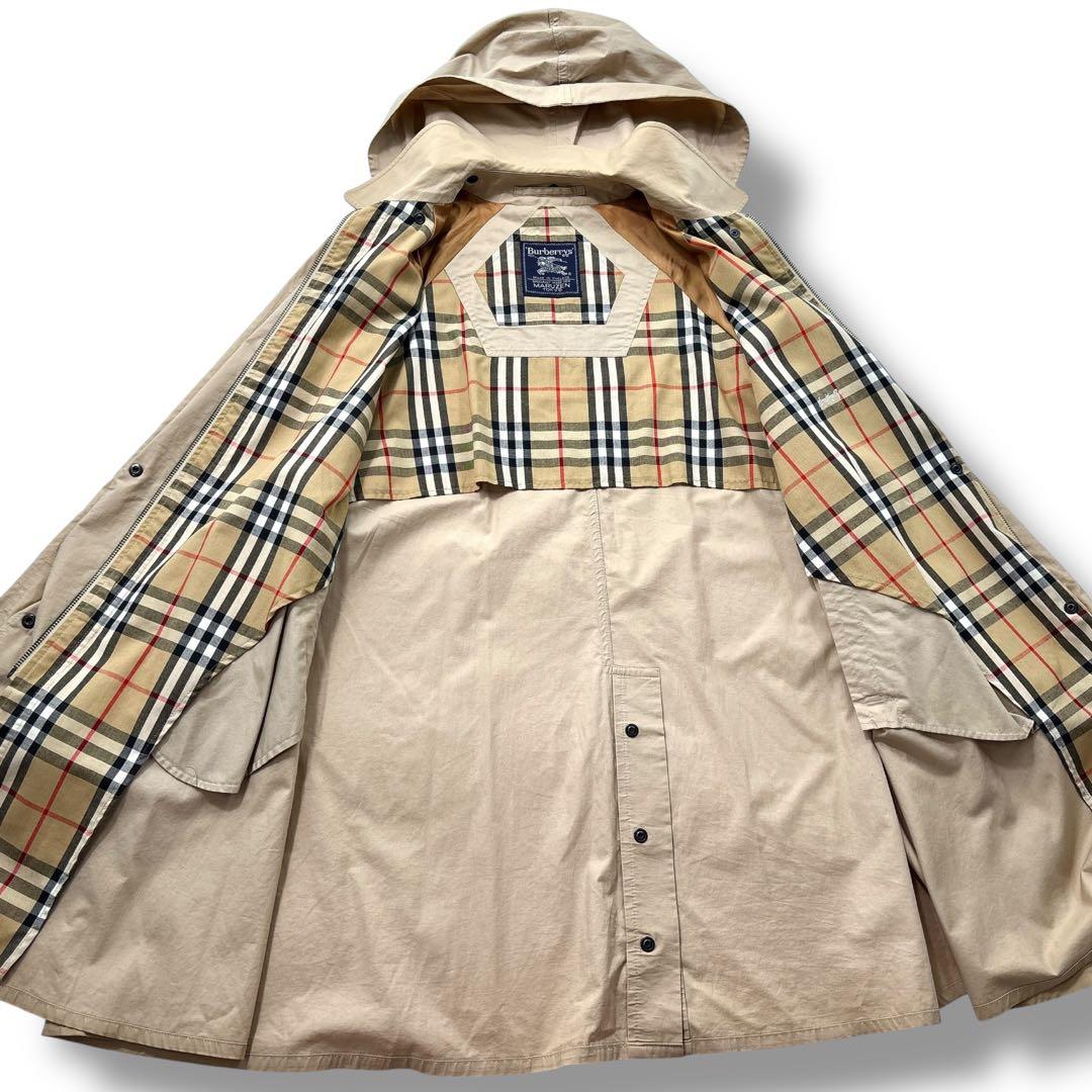 美品】バーバリー　モッズコート　トレンチ　ノバチェック　ロゴ　オーバー　英国製