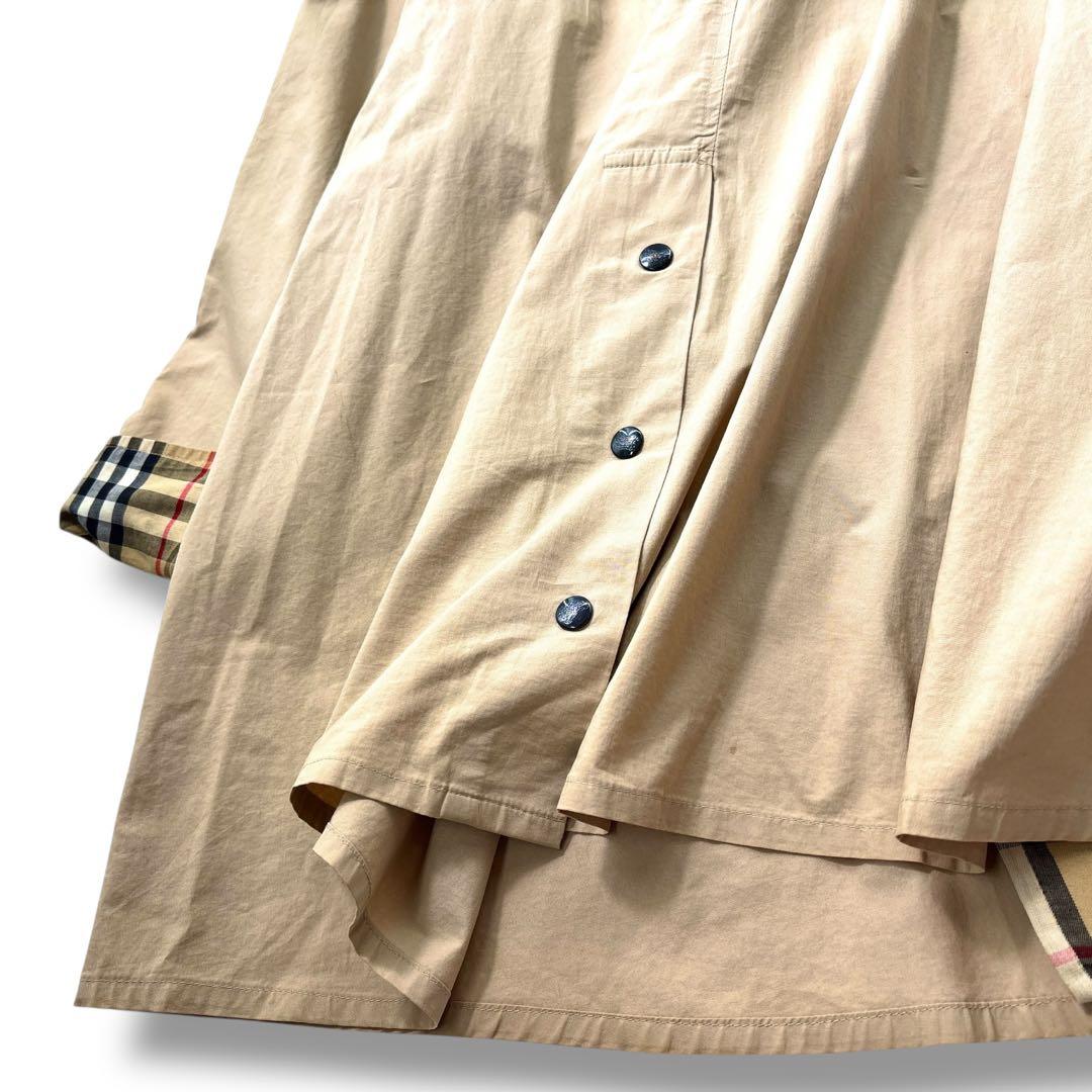 美品】バーバリー　モッズコート　トレンチ　ノバチェック　ロゴ　オーバー　英国製