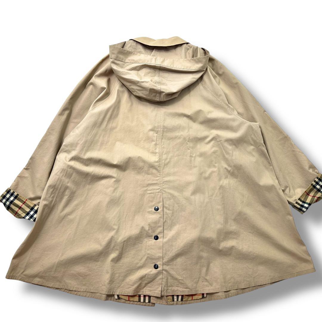 美品】バーバリー　モッズコート　トレンチ　ノバチェック　ロゴ　オーバー　英国製