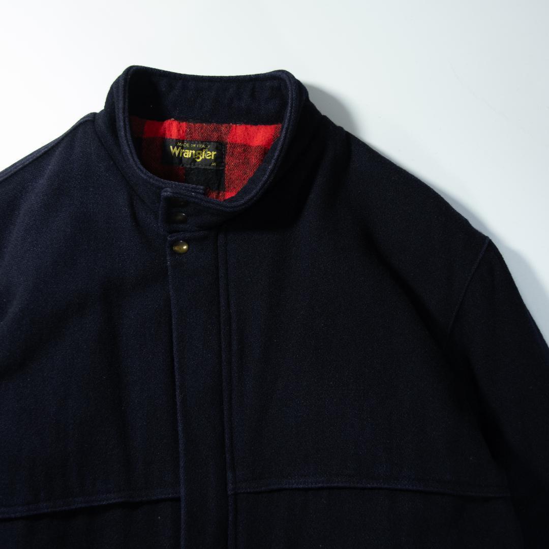 ラングラー　ウールワークジャケット　裏地チェック　ネイビー　イタリア製　ブルゾン