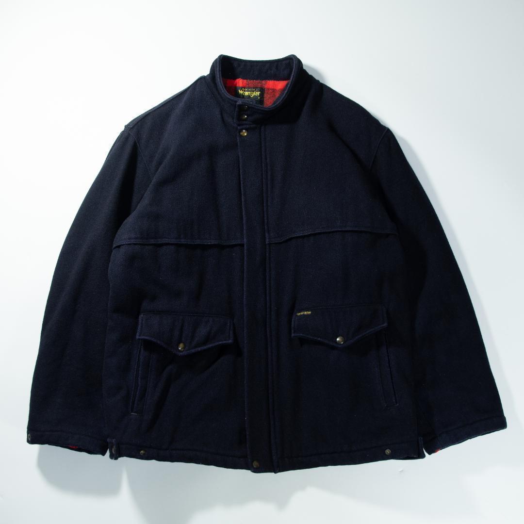 ラングラー　ウールワークジャケット　裏地チェック　ネイビー　イタリア製　ブルゾン