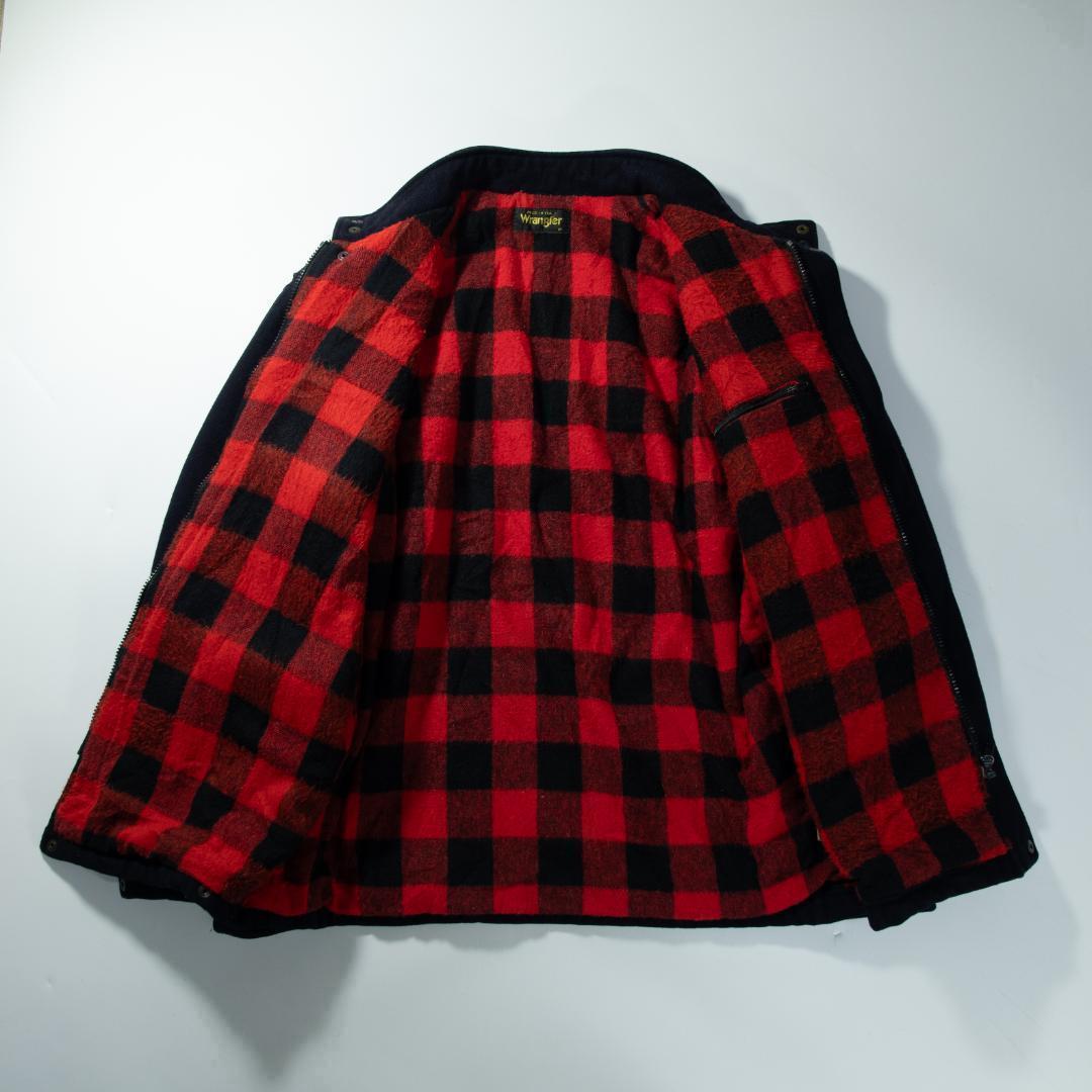 ラングラー　ウールワークジャケット　裏地チェック　ネイビー　イタリア製　ブルゾン