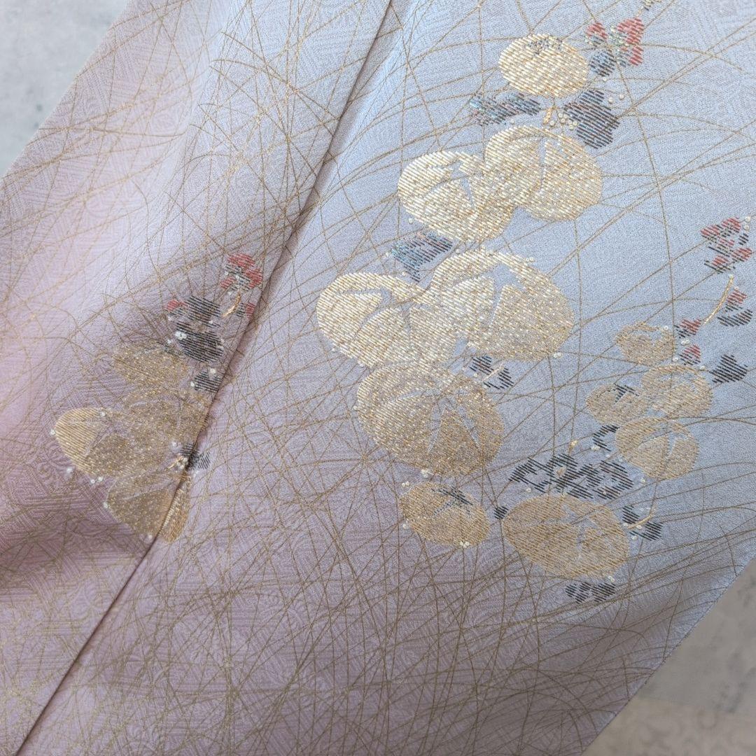 訪問着　フルセット　付け下げ　着物　正絹　シルバーグレー　金　花　O5