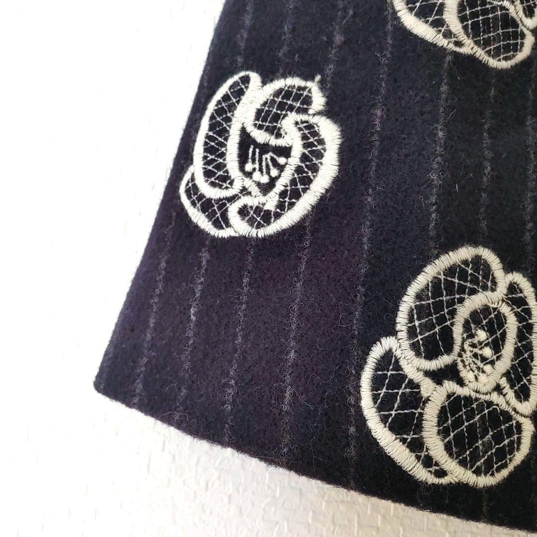 美品 サリースコット 花 刺繍 ロングコート 11号 L ミナペルホネン