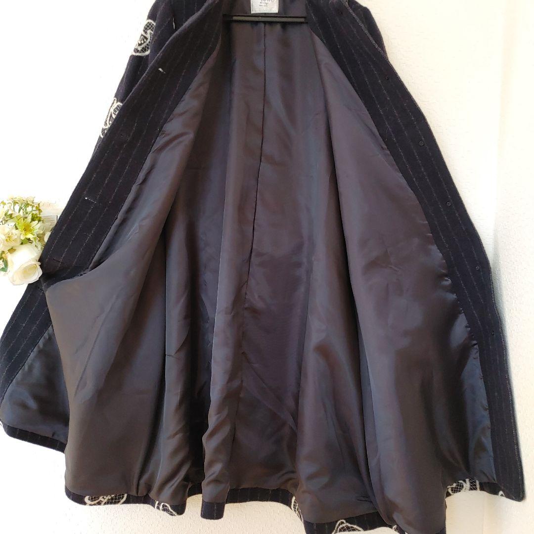 美品 サリースコット 花 刺繍 ロングコート 11号 L ミナペルホネン