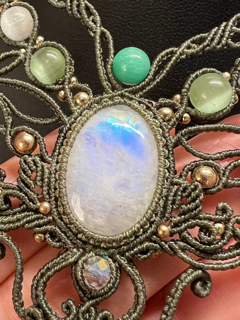 【handmade】マクラメ× ムーンストーンネックレス & アベンチュリン